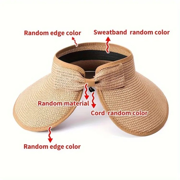 Boho wide band foldable packable staw hat - Picture 3 of 15